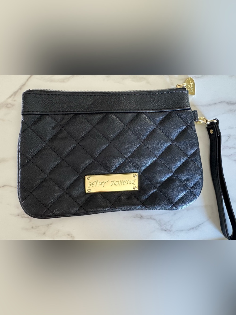 Betsey Johnson Black Quilted Wristlet